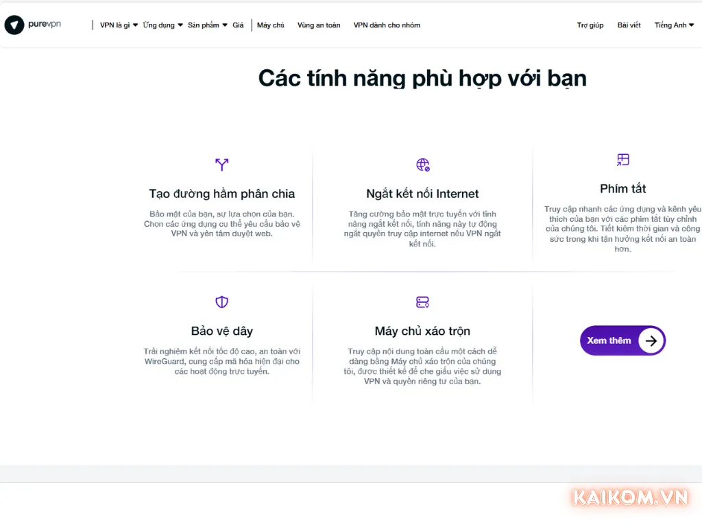 Tính năng nổi bật của tài khoản PureVPN