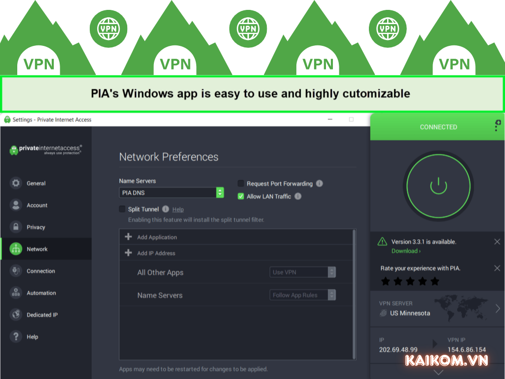 Mua tài khoản PiaVPN giá rẻ tại KaiKom
