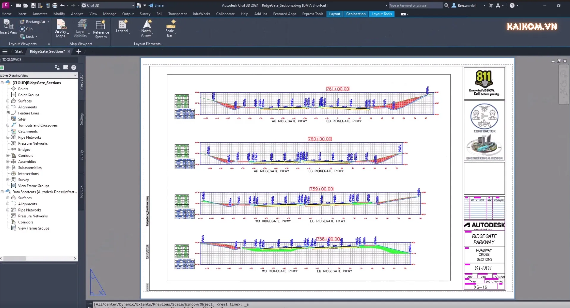 Civil 3D giúp tạo mô hình và hành lang 