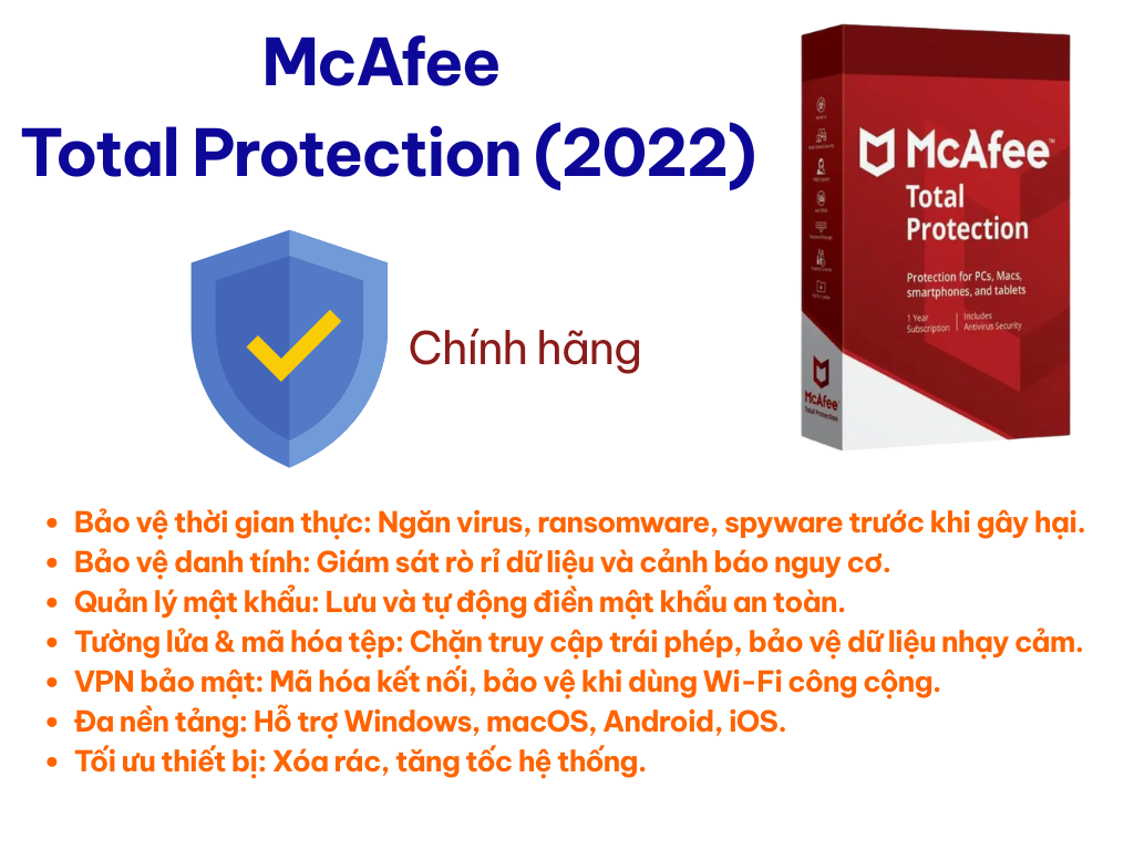 Tính năng của phần mềm McAfee Total Protection 2022