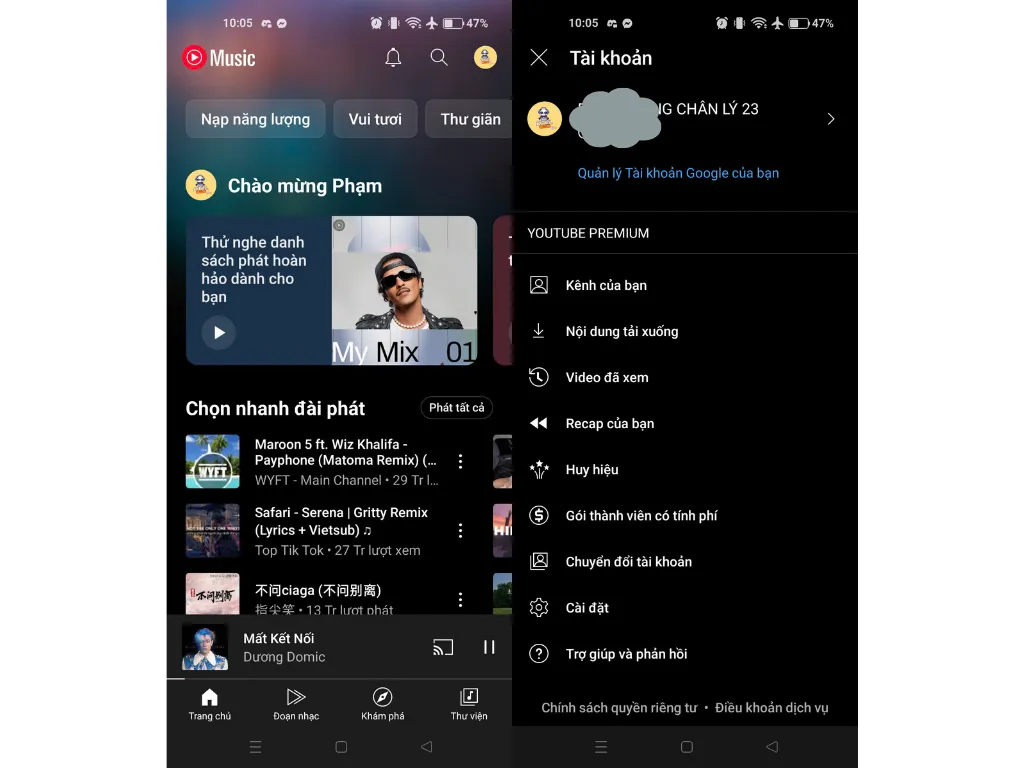 Nghe nhạc không giới hạn với Youtube Music Premium