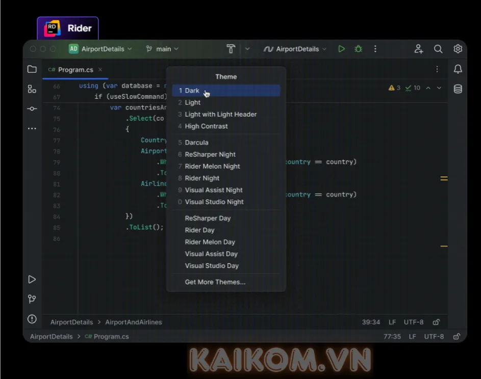 Người dùng có thể thay đổi giao diện trong các công cụ của Jetbrains All Product Pack
