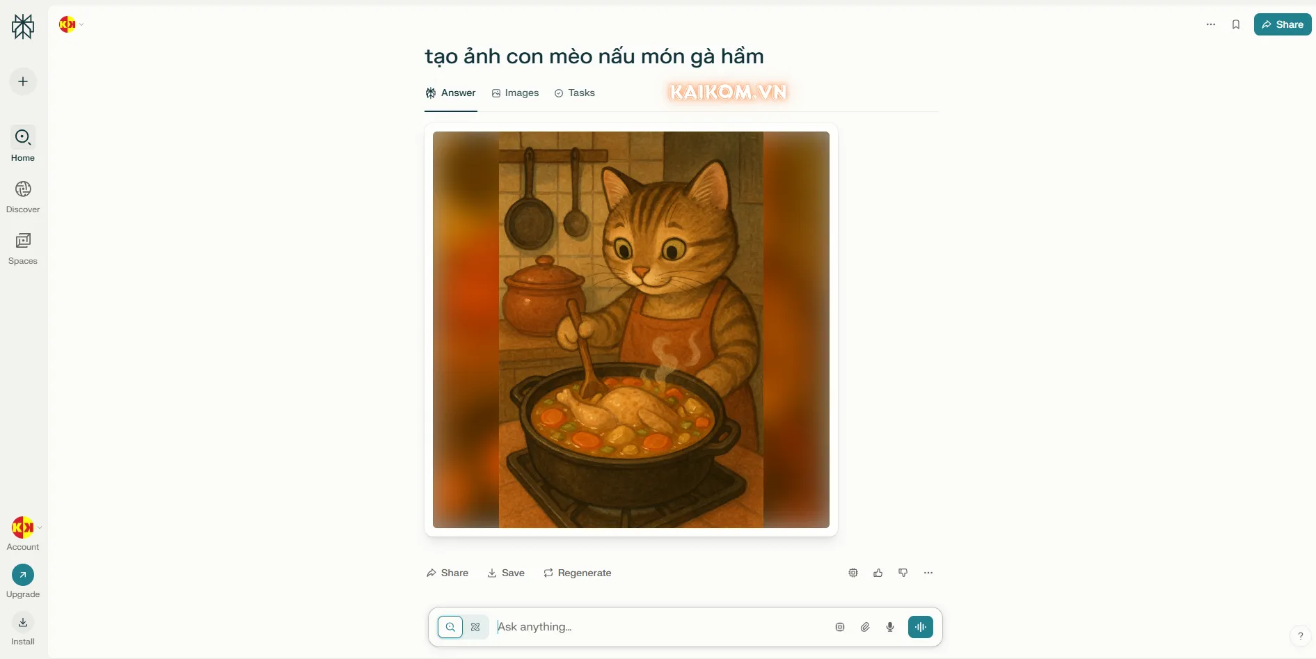 Perplexity AI Pro cho phép tạo ảnh theo yêu cầu