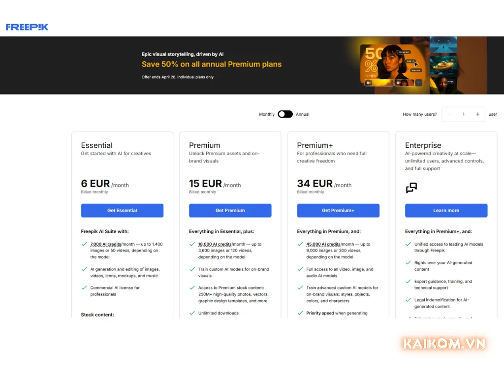 Mua tài khoản Freepik Premium từ kaikom.vn