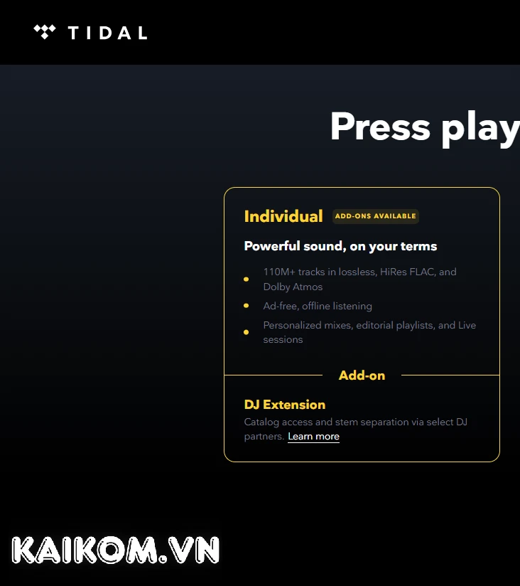Những thay đổi trong gói đăng ký Tidal