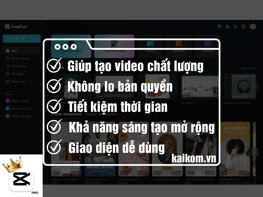 Ưu điểm của tài khoản CapCut Pro