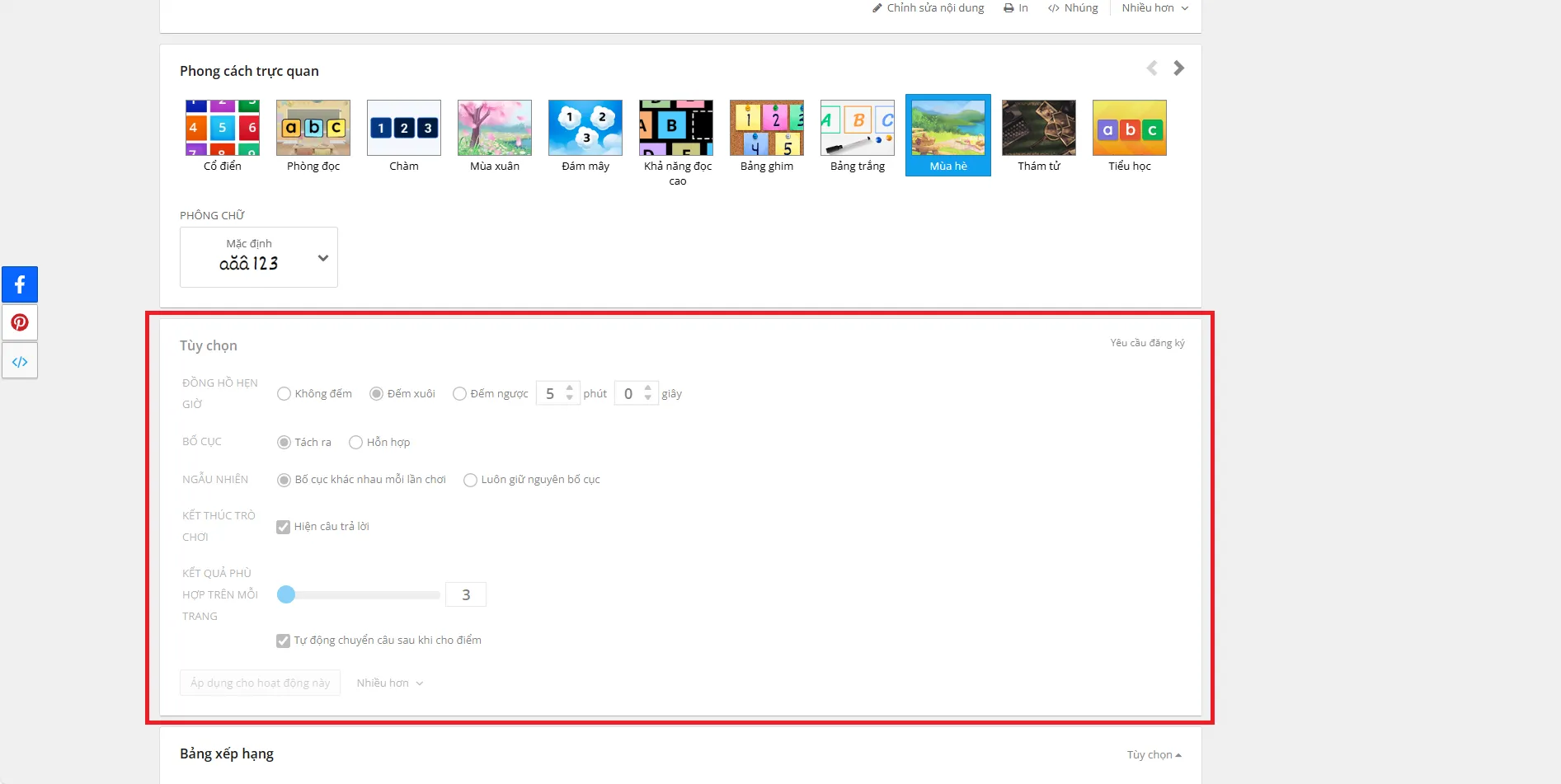 Nền tảng cho phép tùy chỉnh bài học
