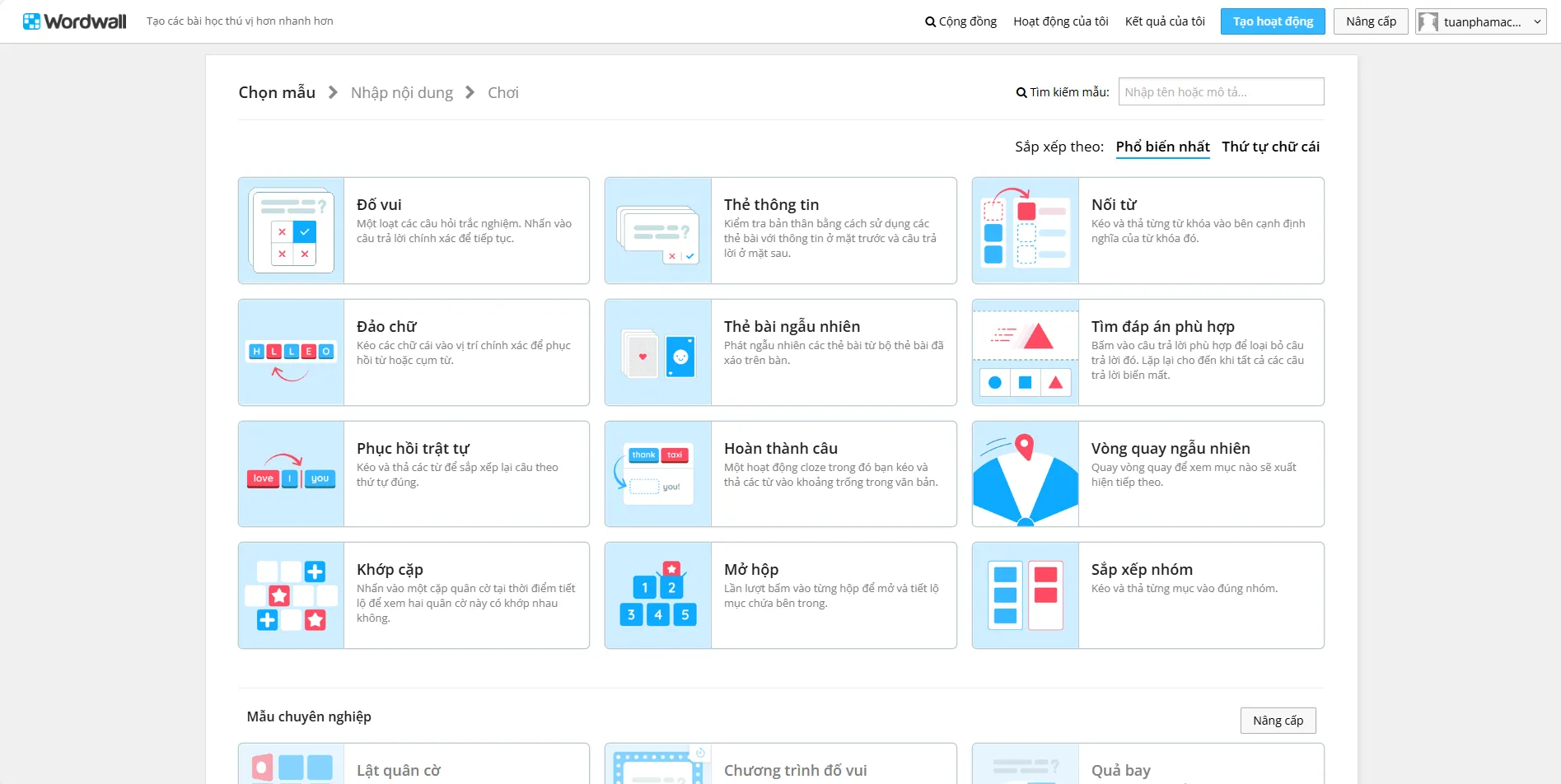 Tạo đa dạng bài học với Wordwall