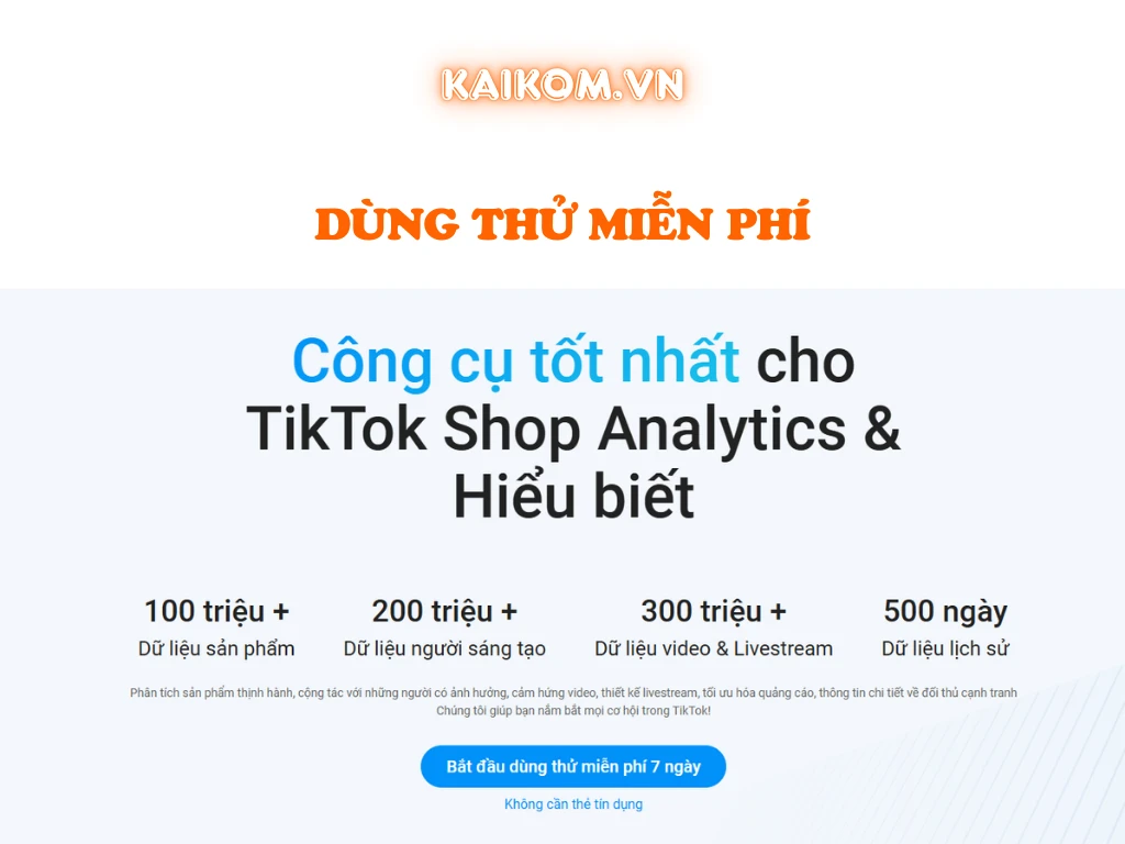 dùng thử Kalodata miễn phí
