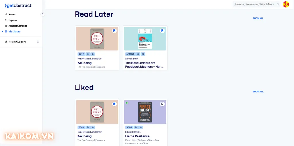 Cá nhân hóa đọc sách với tài khoản GetAbstract Pro
