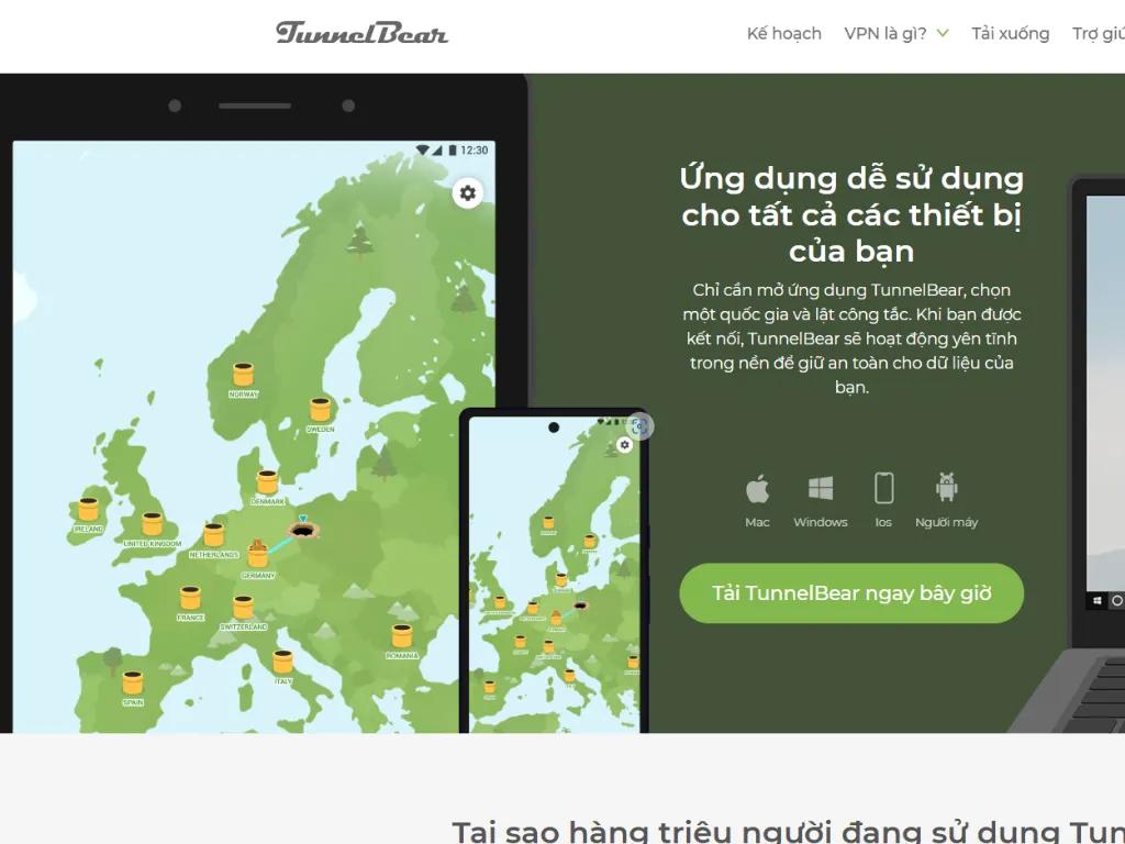 tính năng nổi bật của tài khoản TunnelBear VPN