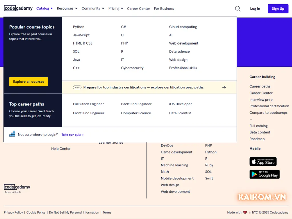 Lộ trình học toàn diện Codecademy Pro