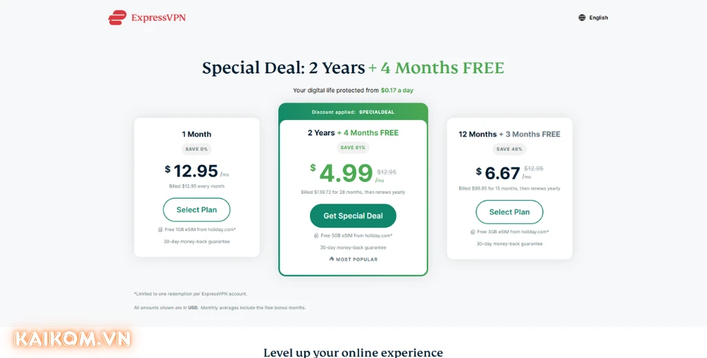 Lợi ích vượt trội của tài khoản Express VPN