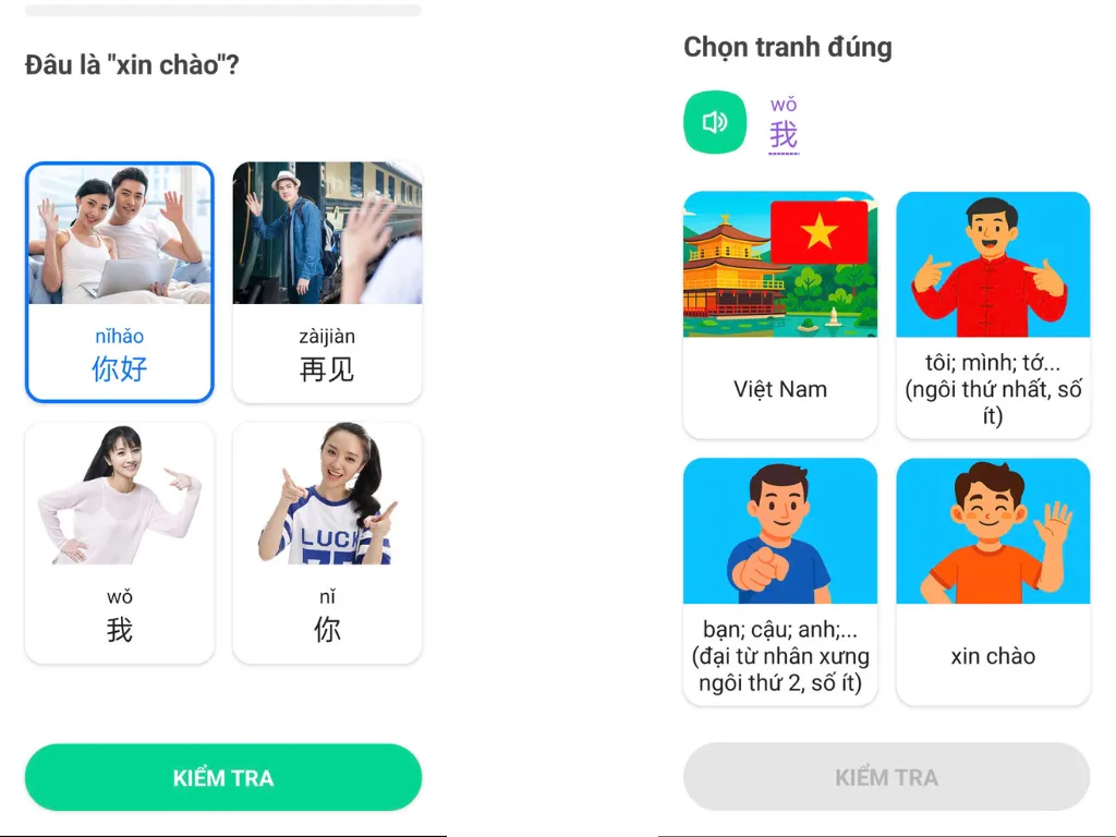 Hello Chinese Premium có bài tập tương tác đa dạng