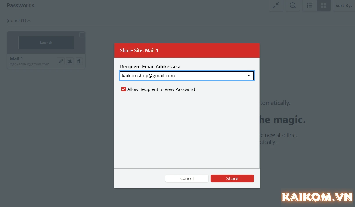 LastPass cho phép chia sẻ mật khẩu với nhiều người