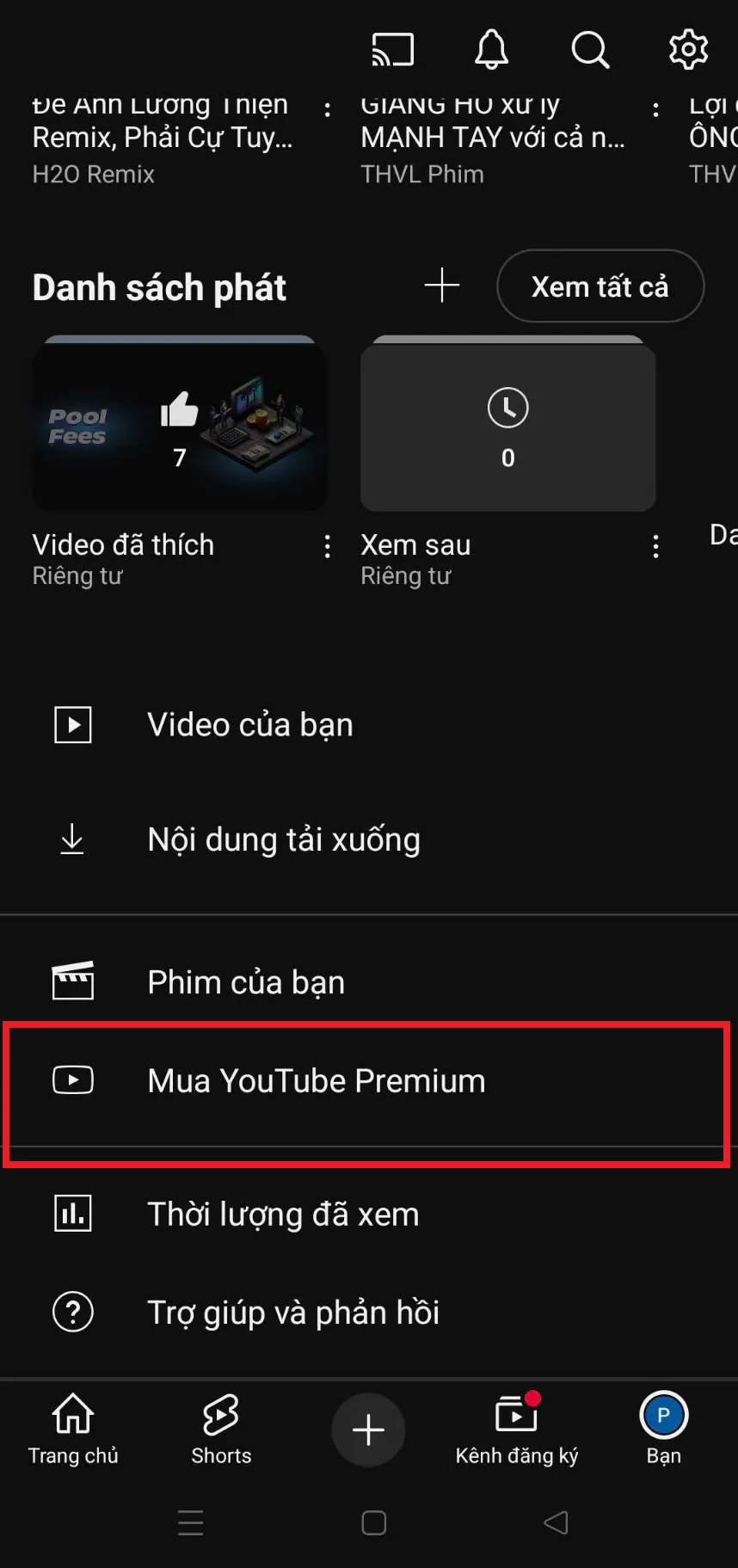 Bước 3 cách đăng ký Youtube Premium Việt Nam điện thoại