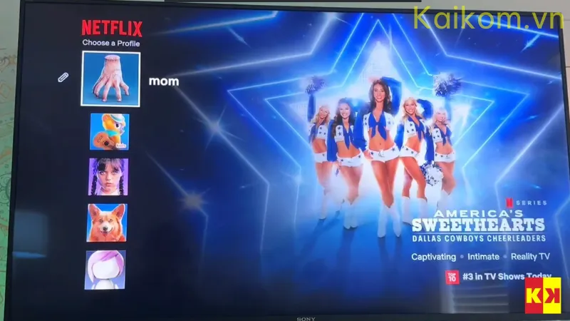 Đăng nhập TV thành công, chọn hồ sơ xem Netflix