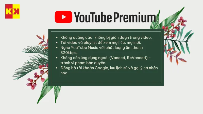 Lợi ích khi nâng cấp YouTube Premium chính chủ