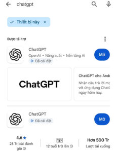 Tải ứng dụng ChatGPT chính thức của OpenAI từ App Store hoặc Google Play.