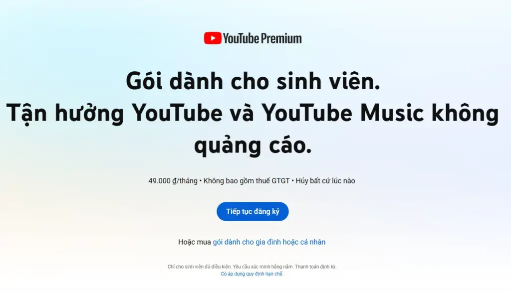 Gói YouTube Premium sinh viên – Ưu đãi đáng chú ý nhất