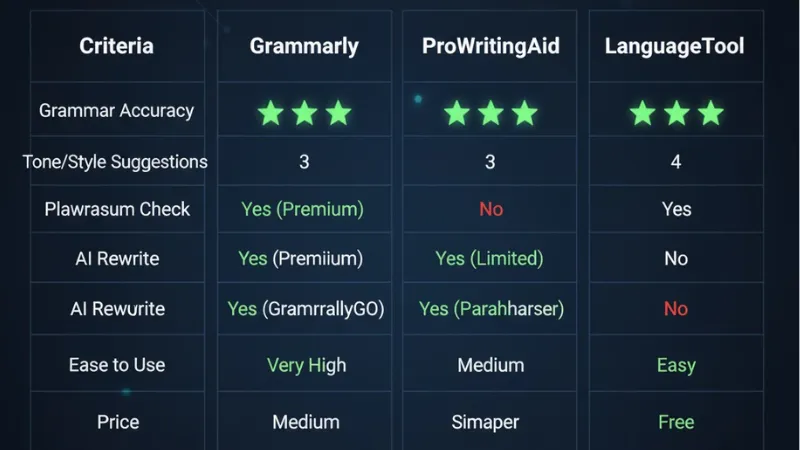 So sánh Grammarly với các công cụ khác