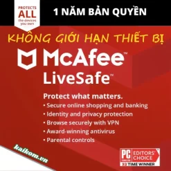 Key McAfee LiveSafe – Không giới hạn thiết bị 1 năm | Key GLOBAL