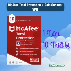 McAfee Total Protection + Safe Connect VPN 10 Thiết bị 1 Năm McAfee – Mã kích hoạt